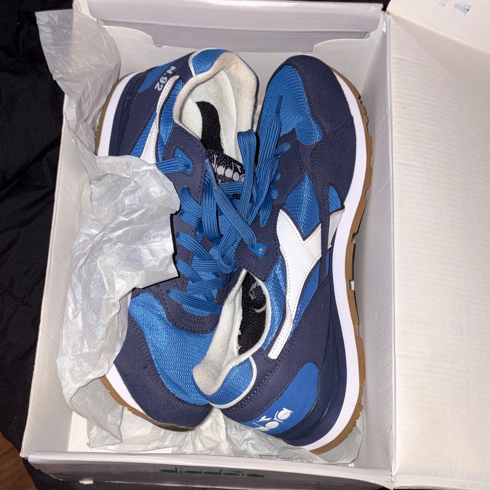 Diadora Blue and Navy Retro Runner Sneakers